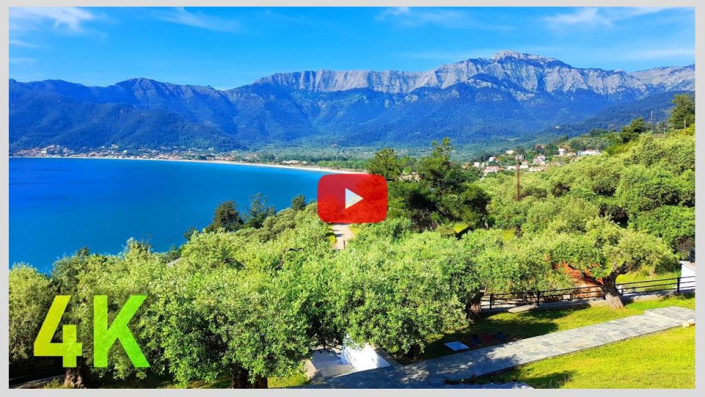 4K Soothing Sound of Birds and Sea after Sunrise in a Pretty View of the Sea, Mountain, and Gardens