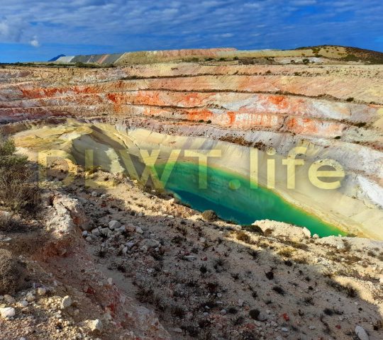 Acidic lake of sulfur mine